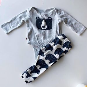 Vguc Tea Collection sz 3/6 mos baby bear set
